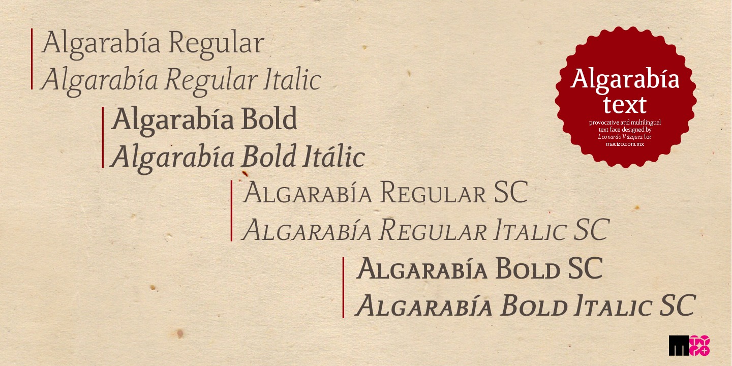 Ejemplo de fuente Algarabia Italic